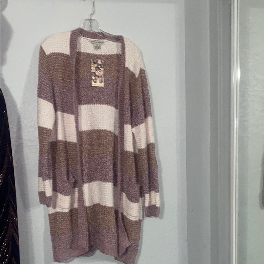 Striped Knit Cardigan Sweater